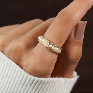 Gold Colored Ring with mini pearls
